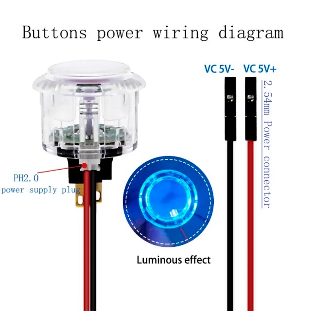 ハメ込み式 LED 30φ 単品】Qanba 30mm LED Arcade Button with