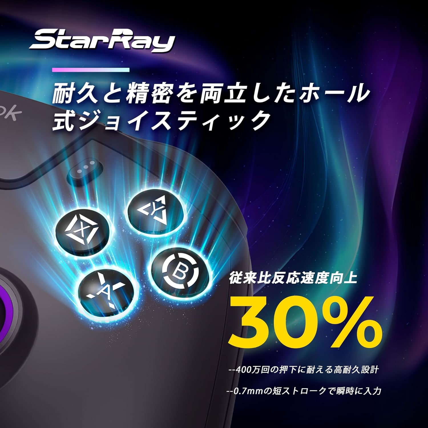 Brook StarRay �磻��쥹 ����ȥ����顼 PS5/Steam/IOS/Android/PC�б� RGB�饤�ƥ��� 6�����㥤�� ��ư��ǽ ���̥ܥ������ ���르�Υߥ����߷� Ĺ���֥Хåƥ꡼ ������ѥå�