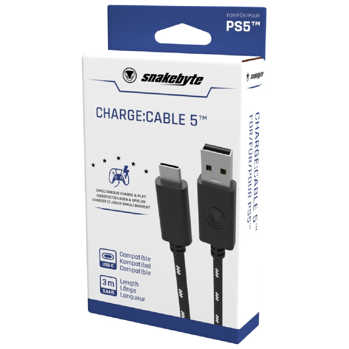���͡����Х��� ���� SnakeByte SONY PS5 USB�����֥� CHARGE:CABLE 5 (3M) ���㡼��:�����֥� 5 (3M) �ǿ������ൡ�б���USB�����֥� USB 2.0 A ���� C �Υ��ͥ����� �����֥�Ĺ3m SB916106