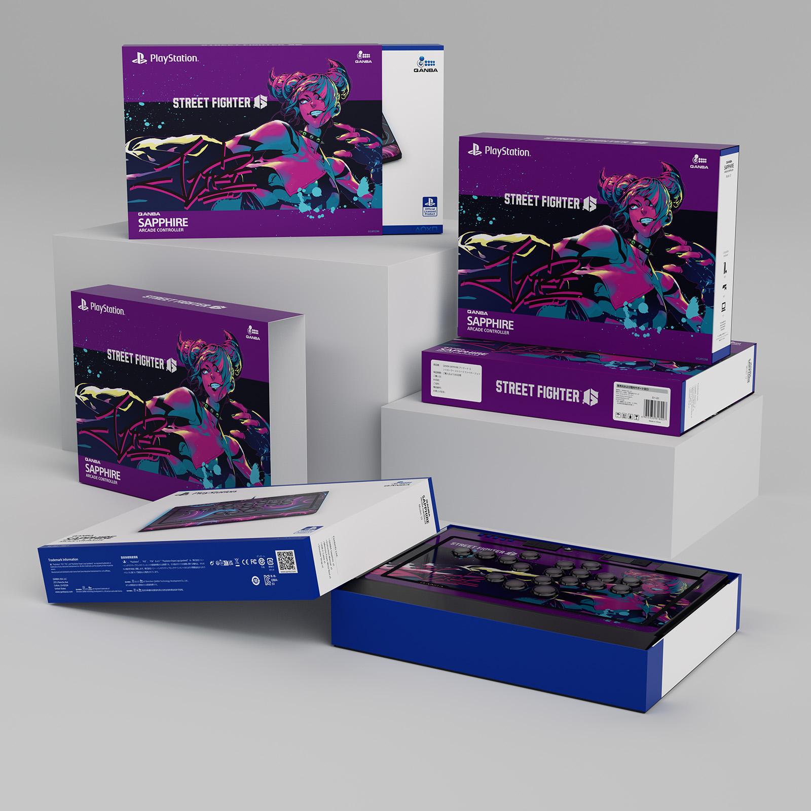 [������ŵ�դ�] Qanba SAPPHIRE �� Capcom Street Fighter 6 JURI Limited Edition S1-01 Arcade Controller ������� ���ե����� x ���ץ��� ���ȥ꡼�ȥե������� 6 ����� ��С��쥹 ���������� ����ȥ����顼 ��ߥƥåɥ��ǥ������ (PlayStation���5 / PlayStation���4 / PC)