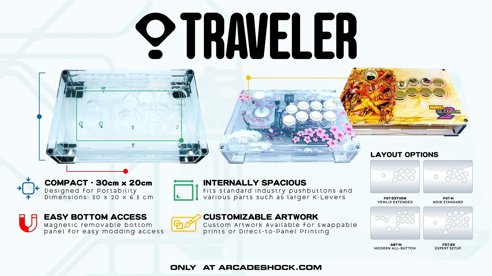 ARCADE SHOCK AS TRAVELER ACRYLIC FULLY ASSEMBLED CONTROLLER CASE  å AS ȥ٥顼  ȥ顼  Хꥨ