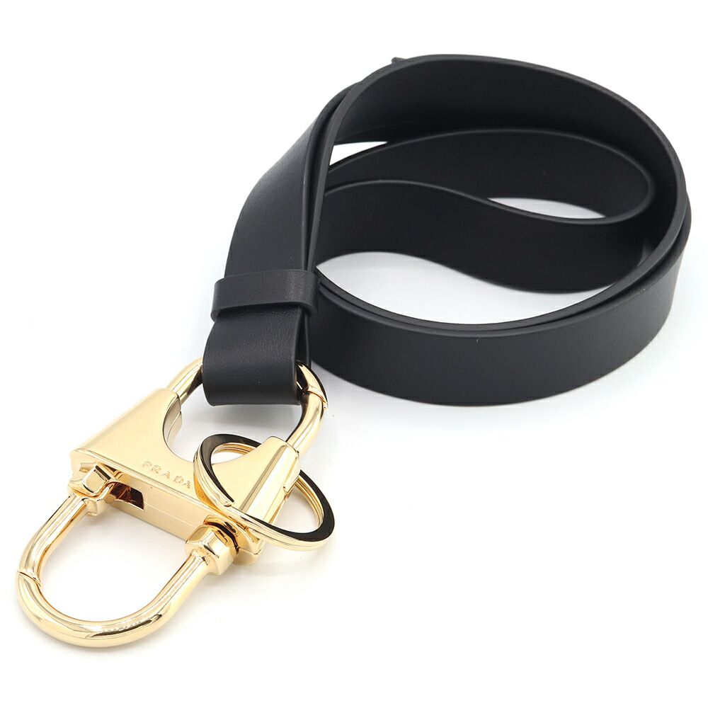 プラダ ネックストラップ 2PP117 ブラック ゴールド金具 レザー プラダ ネックストラップ 2PP117 ブラック ゴールド金具 レザー
