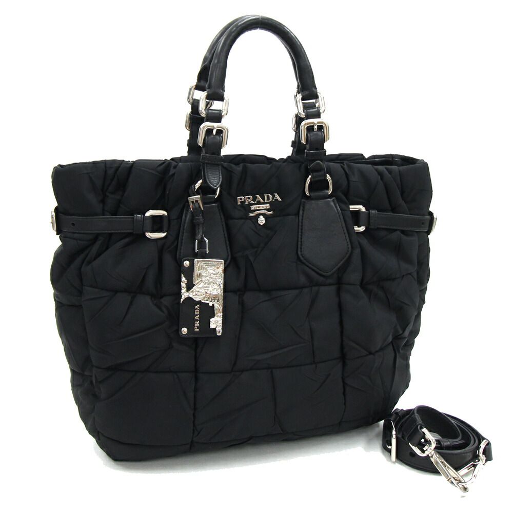 プラダ PRADA ナイロン ハンドバッグ レザーハンドル PRADA プラダ バッグ ハンドバッグ ショルダーバッグ レディース
