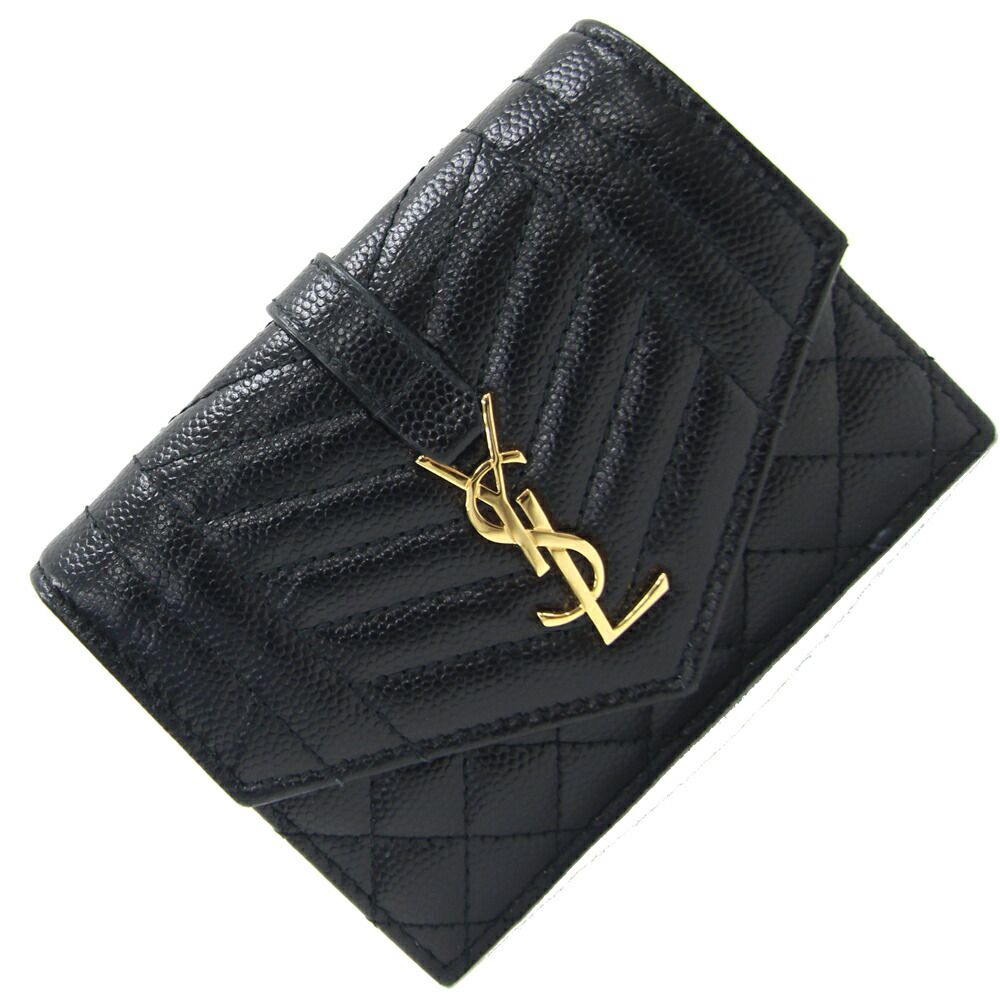 YSL コインケース 黒 レザー キルティング