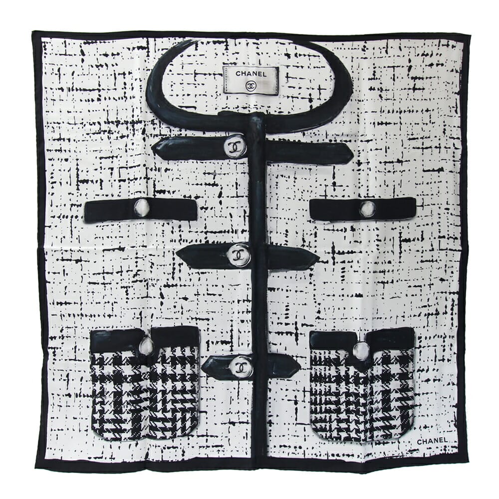 シャネル【CHANEL】スカーフ ココマーク ストール 白黒ストライプスカーフ シャネル【CHANEL】スカーフ ココマーク ストール 白黒