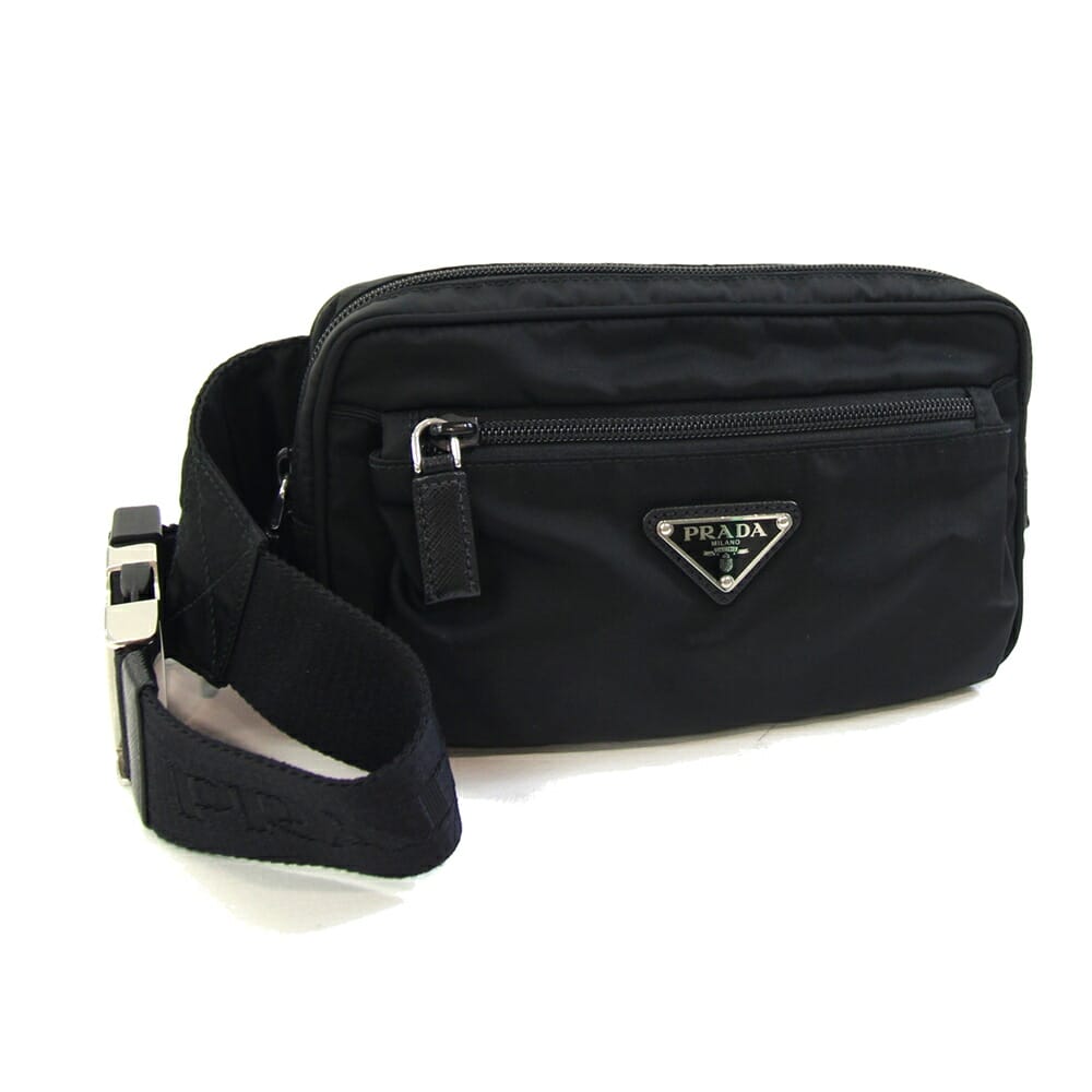 プラダショルダーバッグ三角ロゴ斜めかけナイロンブラックBT0715