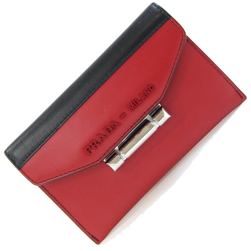 プラダ ポーチ レッド ナイロン レザー 中古小物入れ バッグ