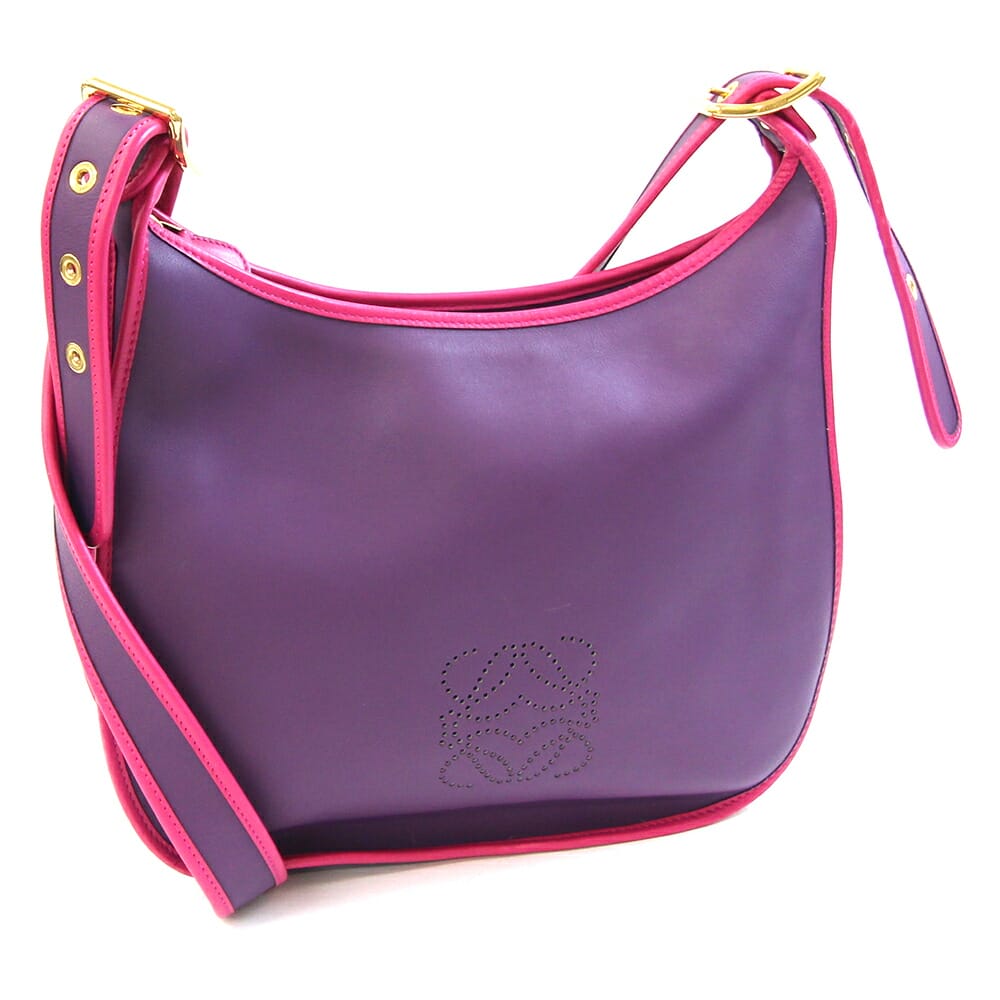 ロエベ ショルダーバッグ ヘリテージ アナグラム ピンク レザー 中古