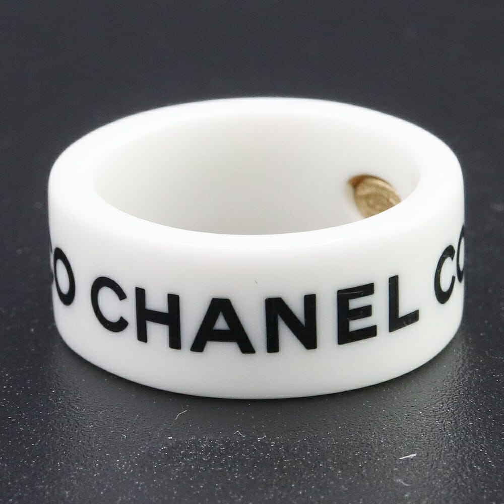 シャネル リング 指輪 COCO ロゴ 約14号 01P ブラック ホワイト シャネル リング 指輪 COCO ロゴ 約14号 01P ブラック ホワイト