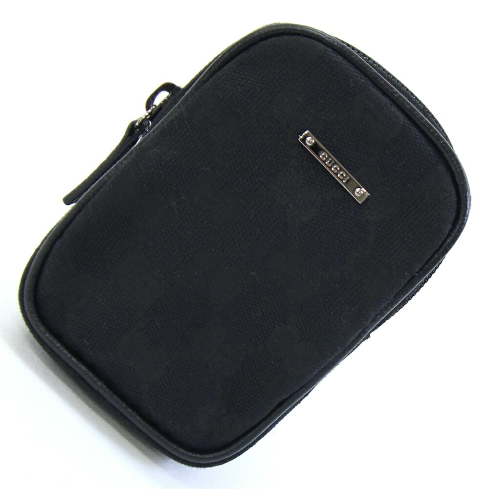 グッチ ポーチ GG 115249 ブラック キャンバス レザー 中古 小物入れ