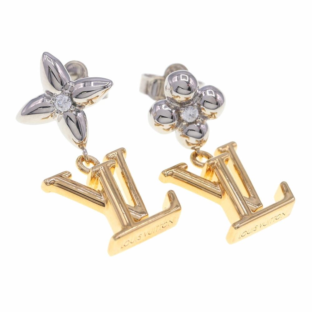 LOUIS VUITTON ピアス シルバー ルイヴィトン ピアス パンダントLV アイコニック フラワー