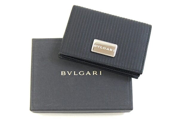 ブルガリ 名刺入れ ミレリゲ 27694 ブラック コーティングキャンバス