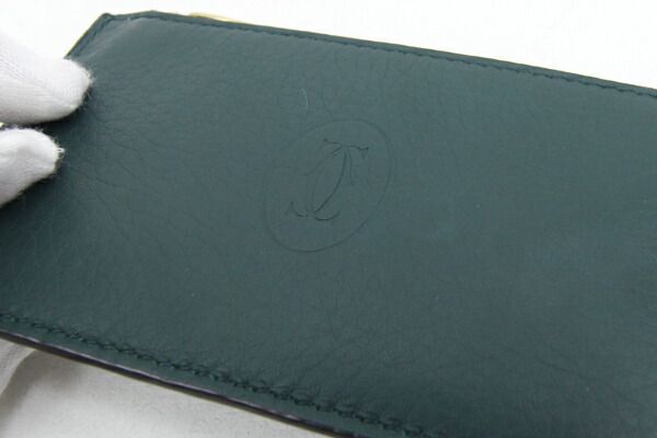 カルティエ コインケース マスト L3001846 グリーン レザー 中古