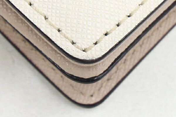 ケイトスペード 二つ折り財布 S338 ホワイト ベージュ レザー 中古