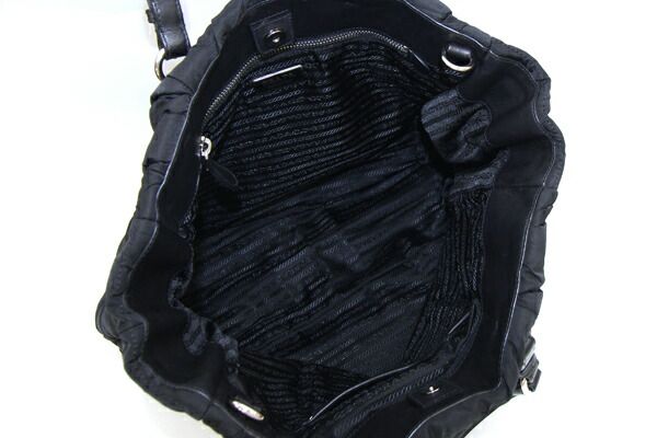 PRADA プラダ ナイロン×レザー ハンドバッグ 黒 プラダ 2WAYハンドバッグ BN1583 ブラック ナイロン レザー 中古