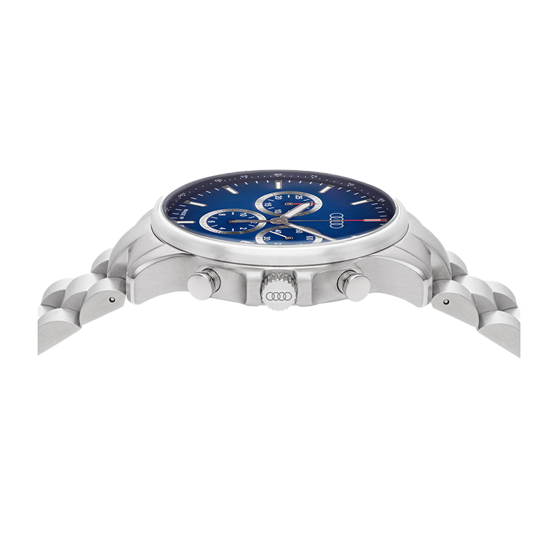 Audi クロノグラフ ステンレス（シルバー/ブルー）