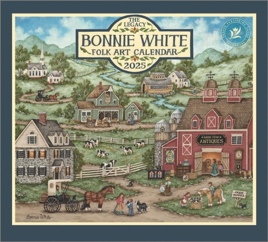 2025 BONNIE WHITE FOLK ART ウォールカレンダー ★2025年版アメリカンウォールカレンダー アントステラ