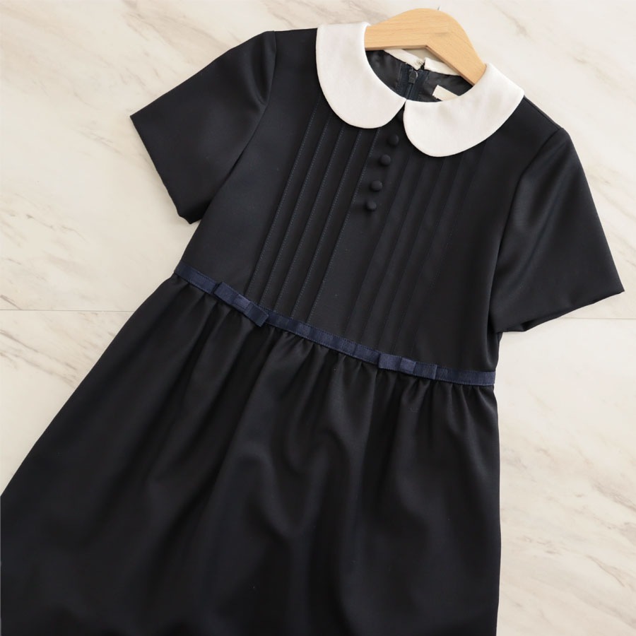 【carinissimo 】カリニッシモ 濃紺シルクリボンワンピース COI-KMT1 【95㎝~125㎝】-キルシェ・ブリューテ