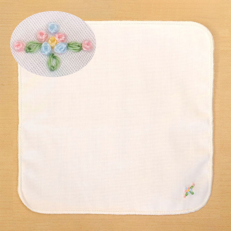 15cm 手刺繍入り抗菌綿ガーゼハンカチをお探しならお受験専門店