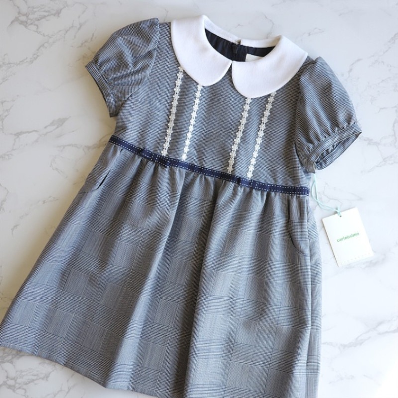 カリニッシモお受験ワンピース95cm carinissimo】 カリニッシモ濃紺お受験ワンピース 切り替え