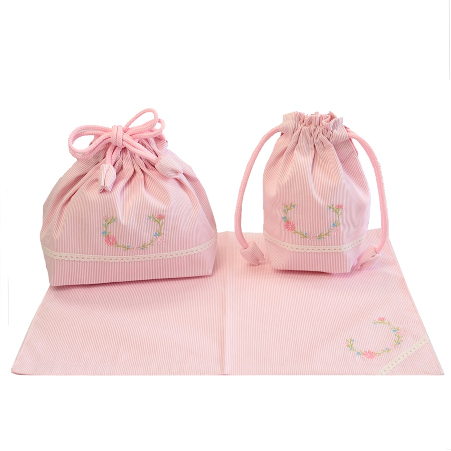 マーガレット刺繍の弁当袋☆ マーガレット刺繍の弁当袋☆ コットン100%】マーガレット刺しゅう990半