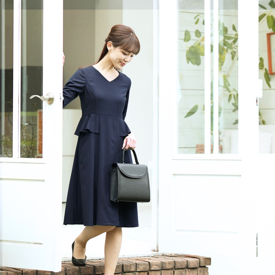 Largesize ウエストペプラムのaラインワンピース 13号 17号 Cd 1103 Lg お届けまで3週間前後 をお探しならお受験専門店 キルシェ ブリューテ