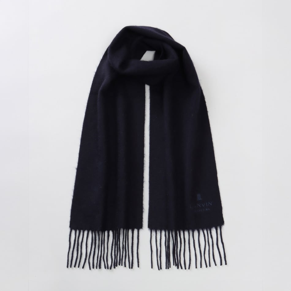 【 LANVIN COLLECTION(ランバン コレクション) 】 カシミヤ 無地プチマフラー(幅20cm)