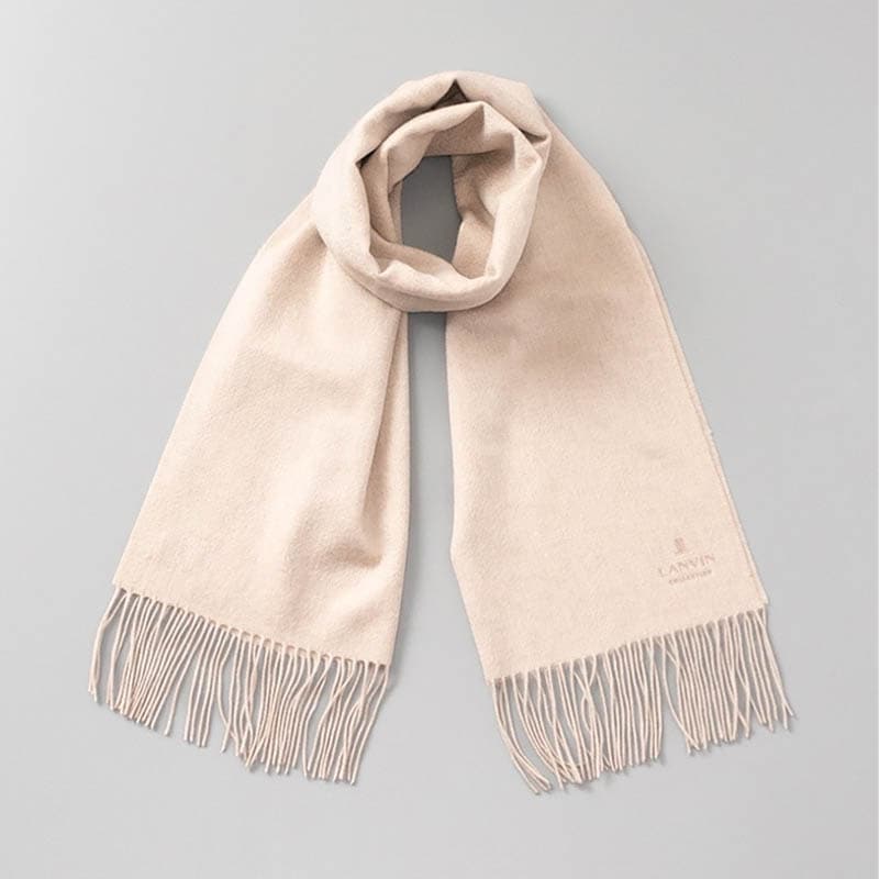 【 LANVIN COLLECTION(ランバン コレクション) 】 カシミヤ 無地セミストール(幅50cm)