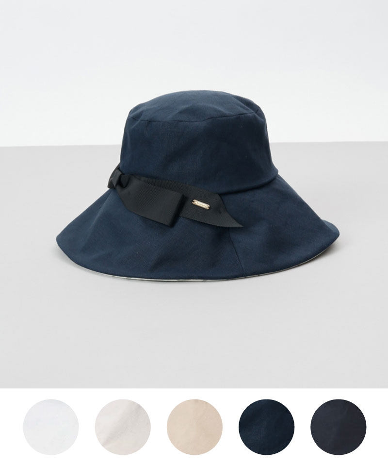 キナリノ掲載商品【 Beaurance （ビューランス）】つば裏プリントリネンクロッシェハット