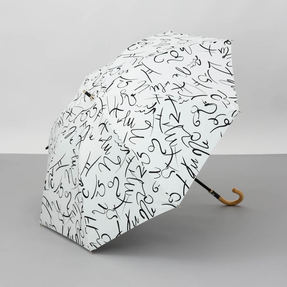 【未使用】ビューランス ショート 傘 日傘 晴雨兼用 モダンアート プリント 白 ビューランス Beaurance プリント晴雨兼用（折りたたみ傘