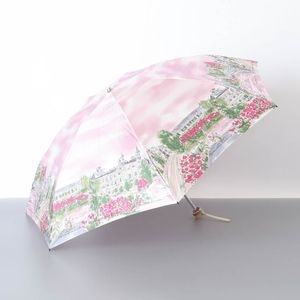 【 Aquascutum（アクアスキュータム）】イングリッシュガーデンプリント雨傘（折りたたみ傘）