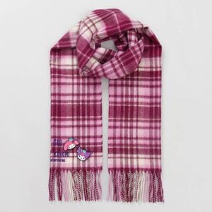 【 ANNA SUI（アナ スイ）】マイメロディ&クロミ 刺しゅうブローチ付きチェックマフラー