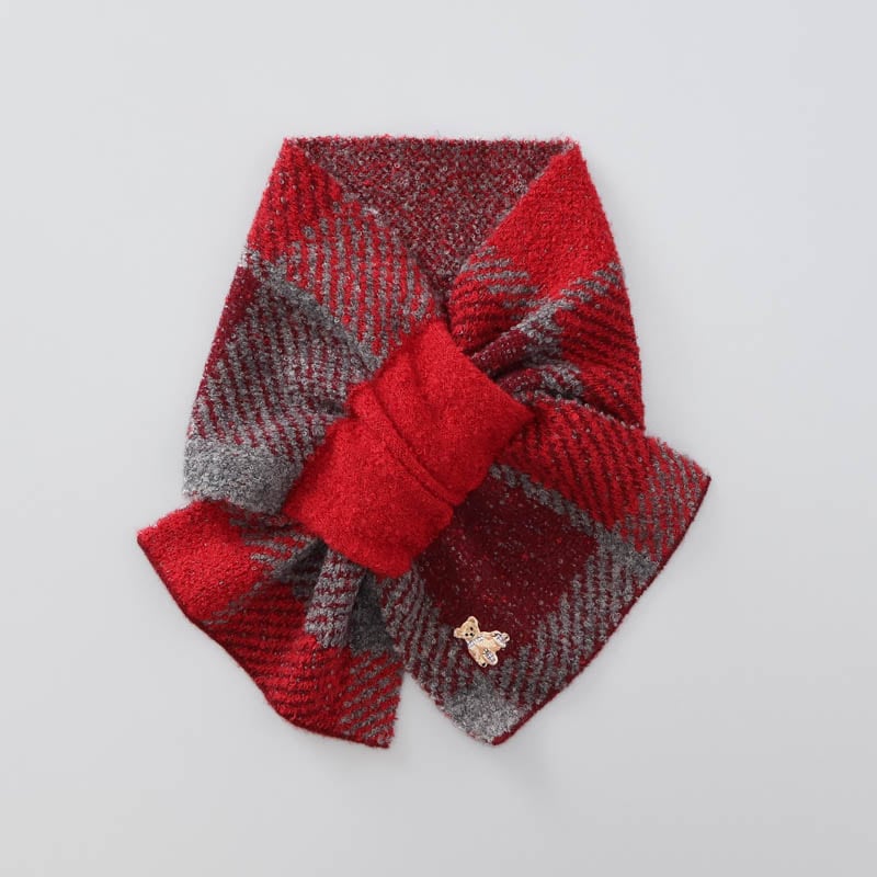 【 Aquascutum（アクアスキュータム）】ベア刺しゅうキャンディーマフラー(WASH)