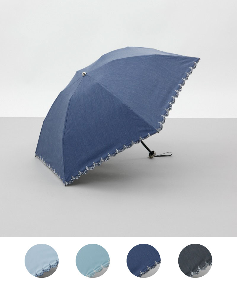 【 BLAO（ブラオ）】サマーシールド　ボーラー刺しゅう晴雨兼用傘(折りたたみ)