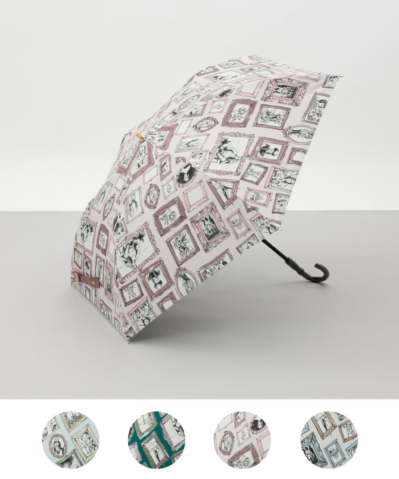 【 Beaurance （ビューランス）】プリント額縁柄晴雨兼用傘（折りたたみ）