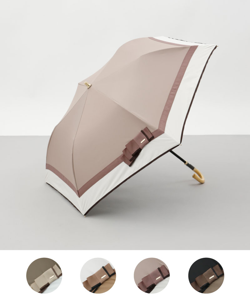 【 Beaurance （ビューランス）】サマーシールド　リボン切り継ぎ加工晴雨兼用パラソル（折りたたみ）