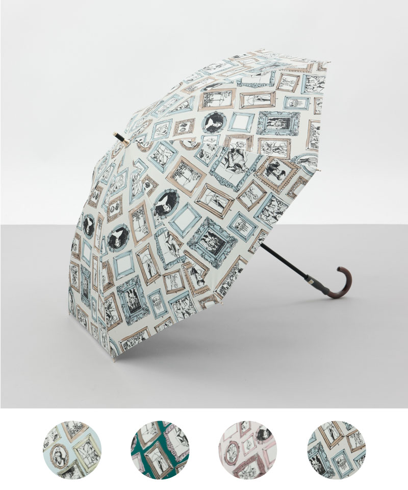 【 Beaurance （ビューランス）】プリント額縁柄　晴雨兼用傘（長傘）
