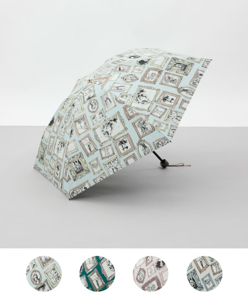 【 Beaurance （ビューランス）】プリント額縁柄晴雨兼用傘（折りたたみ）