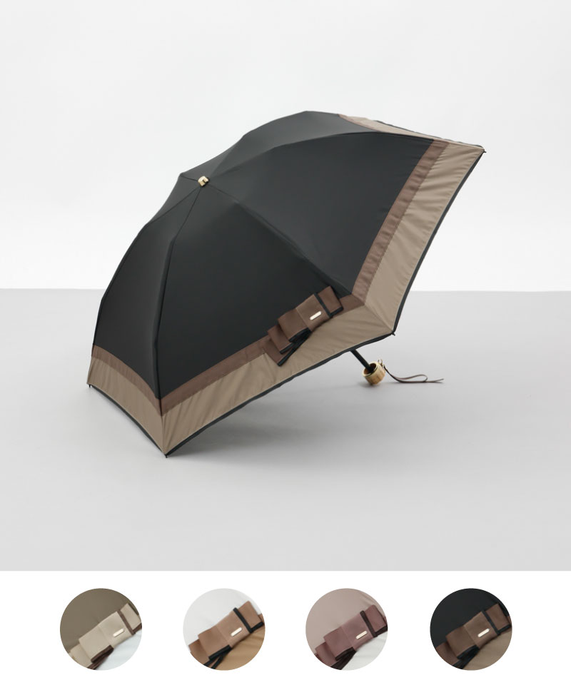 【 Beaurance （ビューランス）】サマーシールド　リボン切り継ぎ加工晴雨兼用パラソル傘（折りたたみ）