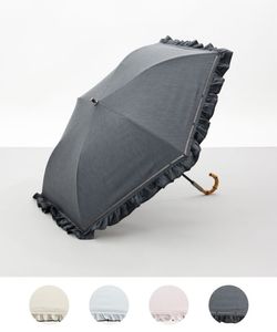 【 JILL STUART（ジル スチュアート）】パイピングフリル晴雨兼用パラソル(折りたたみ)