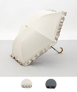 【 JILL STUART（ジル スチュアート）】・WEB限定・　リバティパイピングフリル晴雨兼用パラソル(折りたたみ)