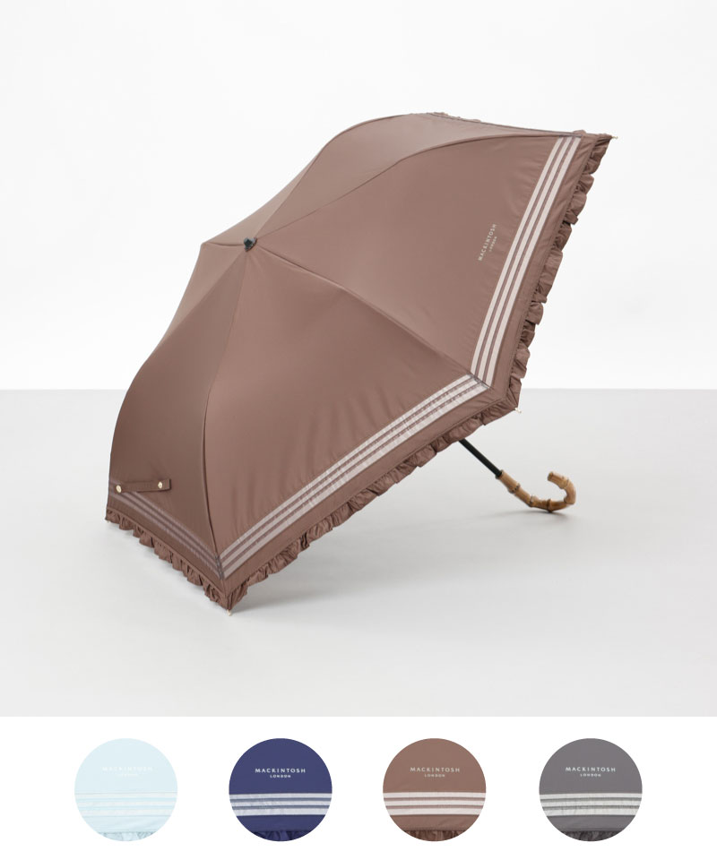 【MACKINTOSH LONDON（マッキントッシュ ロンドン）】フリルオーガンジータック加工晴雨兼用パラソル（折りたたみ）