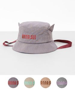 【 ANNA SUI（アナ スイ）】ネコ耳ロゴ刺しゅうバケットハット