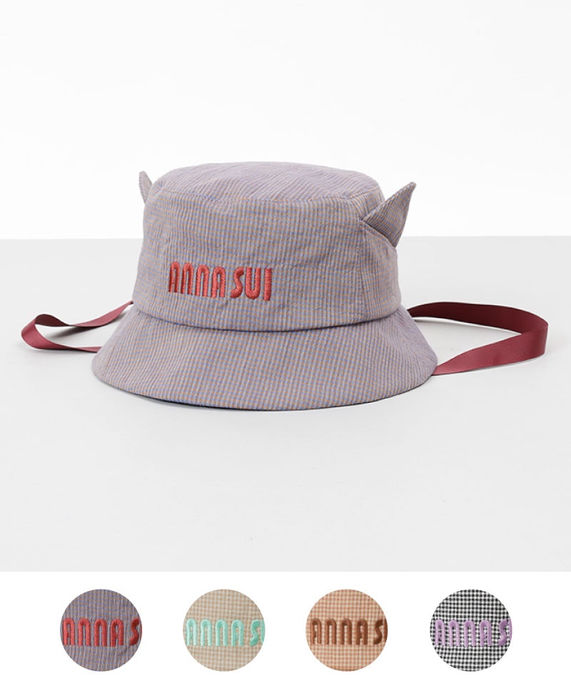 【 ANNA SUI（アナ スイ）】ネコ耳ロゴ刺しゅうバケットハット