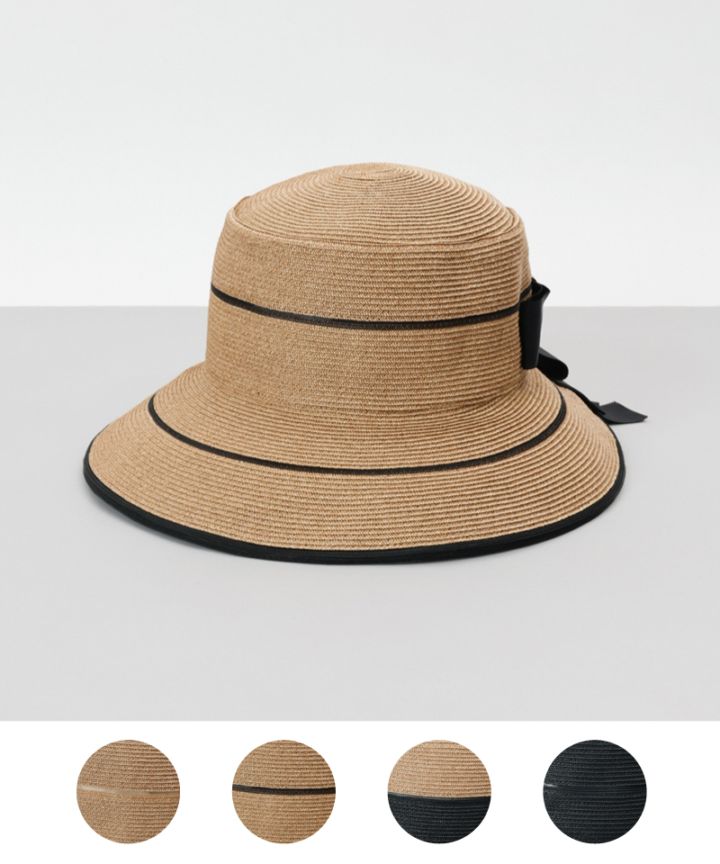 【 Beaurance （ビューランス）】ペーパーブレード×ホースヘアリボン付カサブランカハット