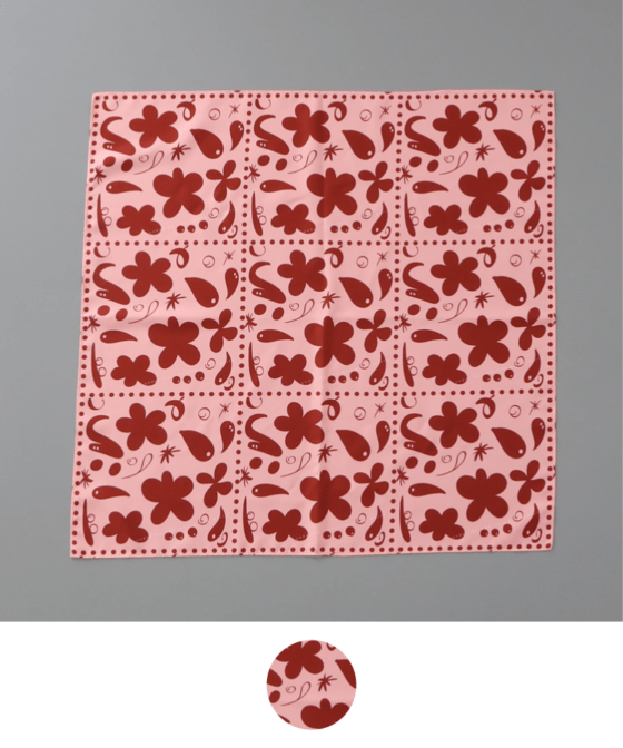 【 クリエイターズ コラボ 】大江 由佳 momo - pink × brown scarf -(スクエアスカーフ) 受注生産品