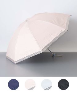 【 Blao（ブラオ）】サマーシールド　ストライプオーガンジーテープ晴雨兼用傘 (折りたたみ)