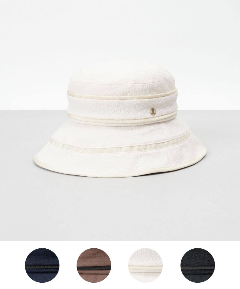 【 LANVIN en Bleu （ランバン オン ブルー）】グログランラインアクセントクロッシェハット