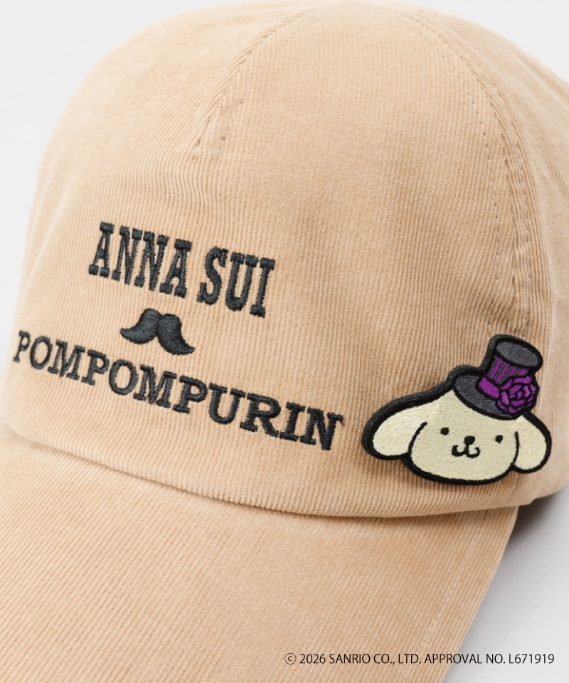 【 ANNA SUI（アナ スイ）】ANNA SUI x ポムポムプリン刺しゅうブローチ付きキャップ