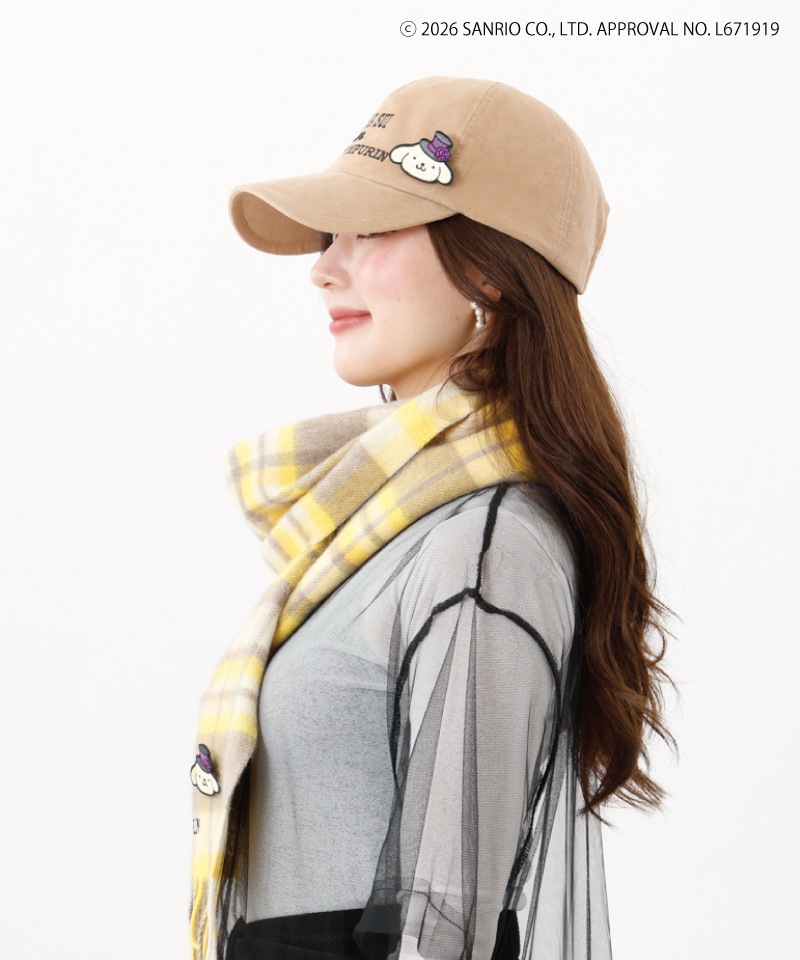 【 ANNA SUI（アナ スイ）】ANNA SUI x ポムポムプリン刺しゅうブローチ付きキャップ